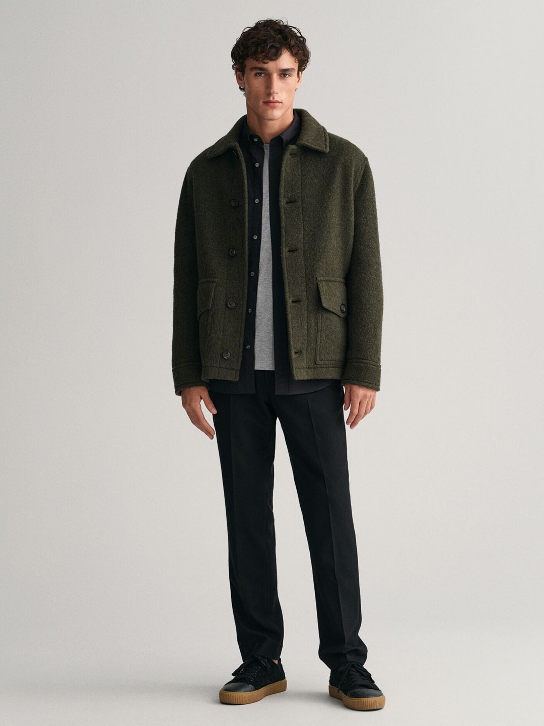 Gant Men Black Solid Button-Down Collar Full Sleeves Shirt