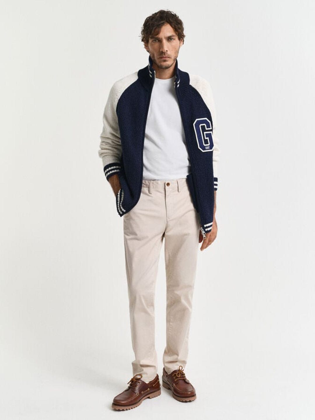 Gant Mens Putty Mid Rise Slim Fit Chino Trouser