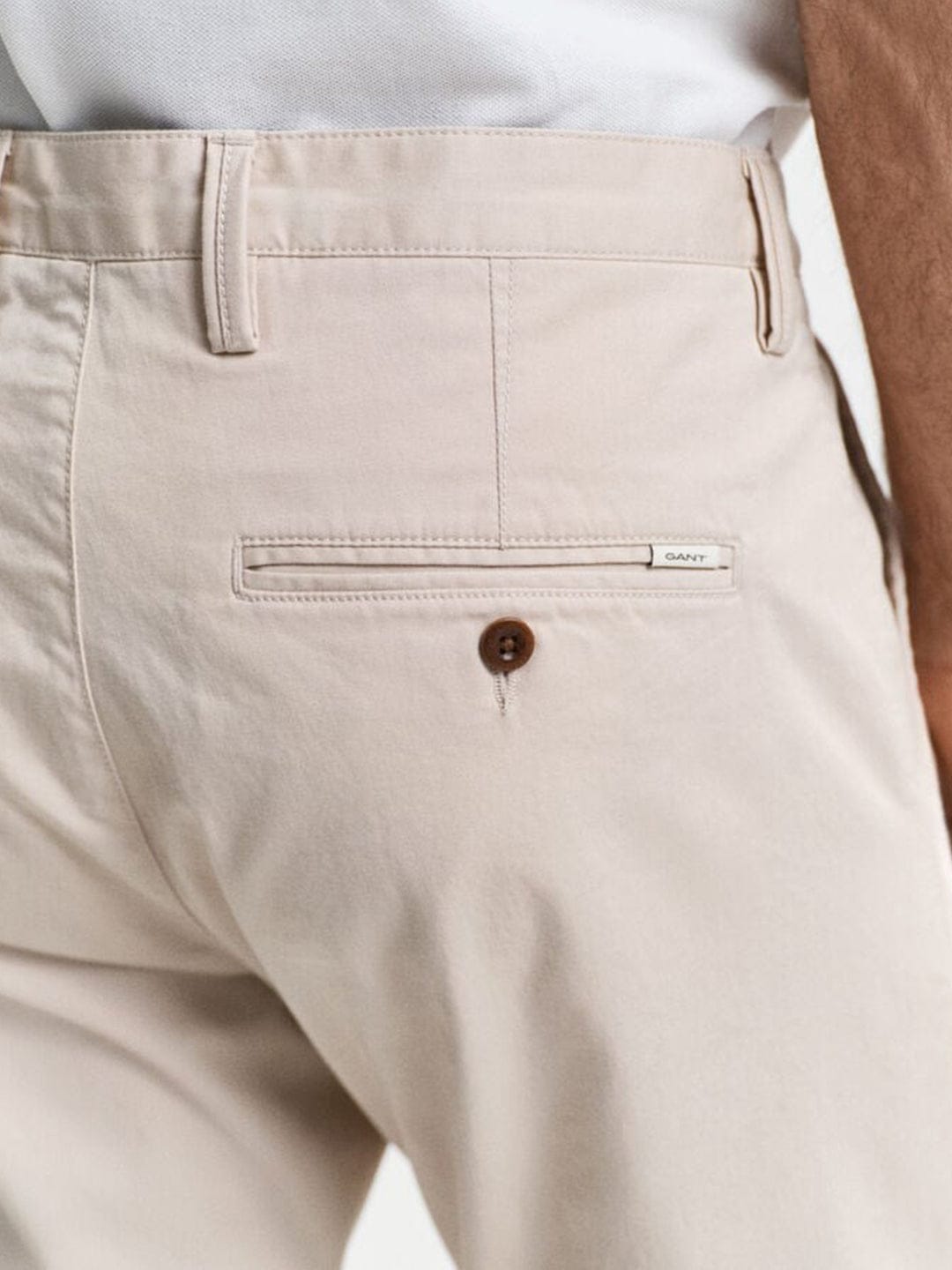 Gant Mens Putty Mid Rise Slim Fit Chino Trouser