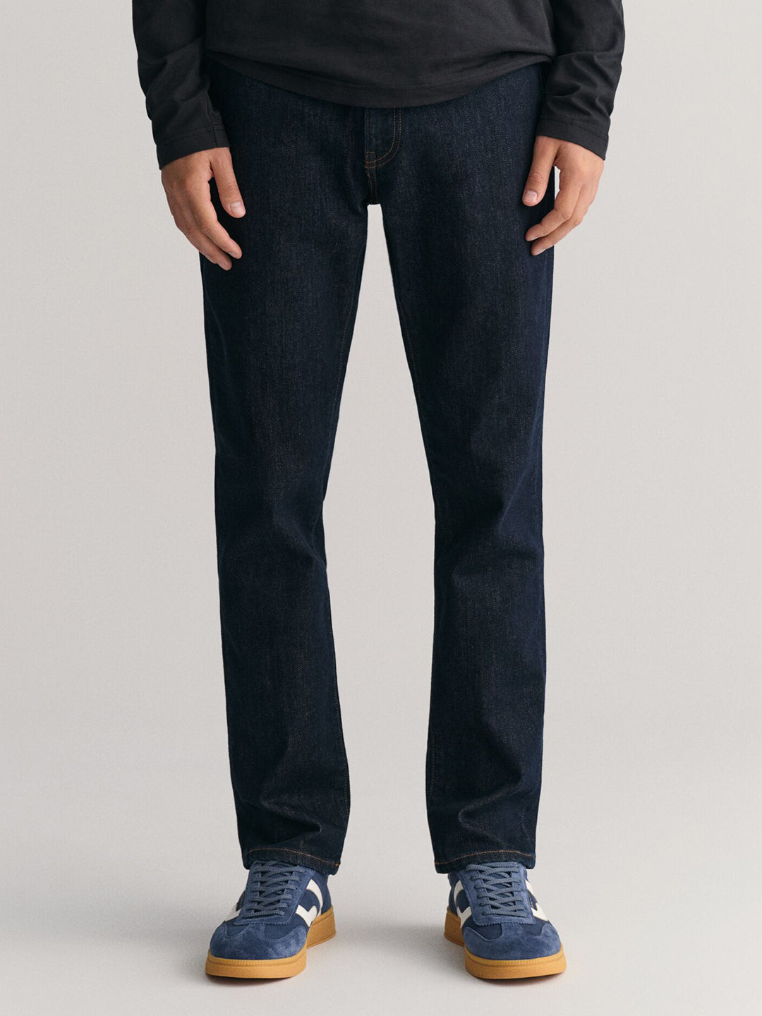 Gant Men Blue Solid Slim Fit Mid-Rise Jeans