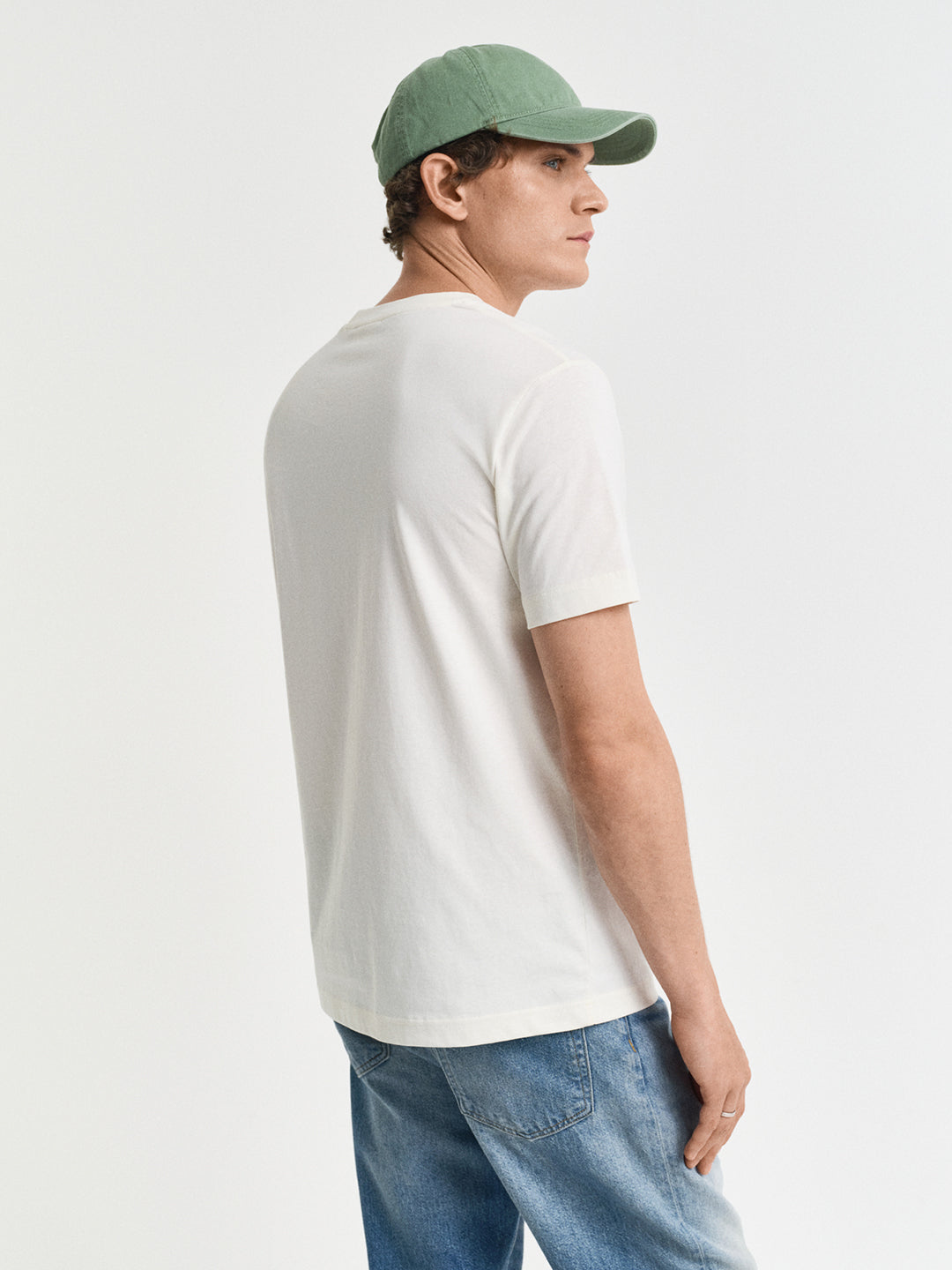 Gant Men Cream Round Neck Short Sleeves T-Shirt