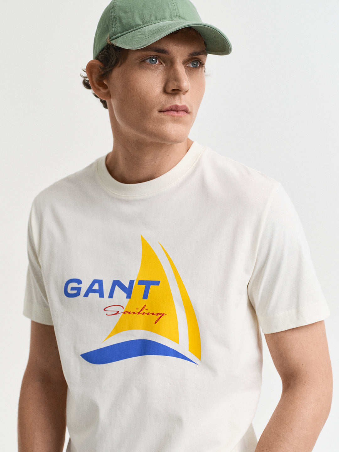 Gant Men Cream Round Neck Short Sleeves T-Shirt