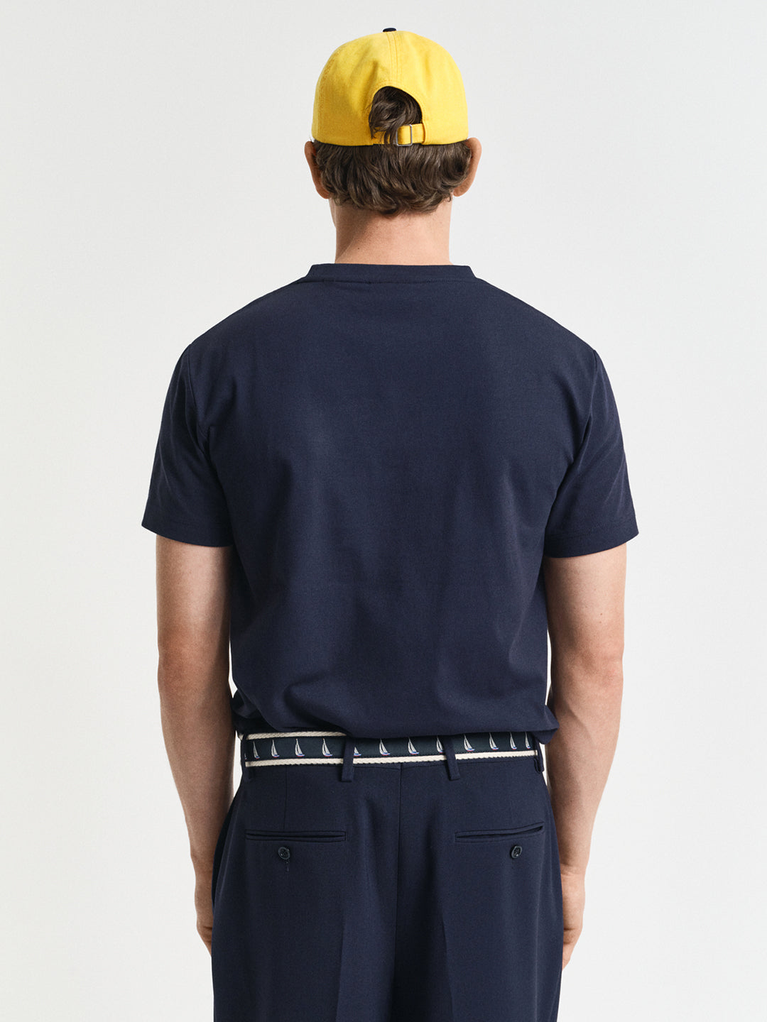 Gant Men Blue Solid Round Neck Short Sleeves T-Shirt