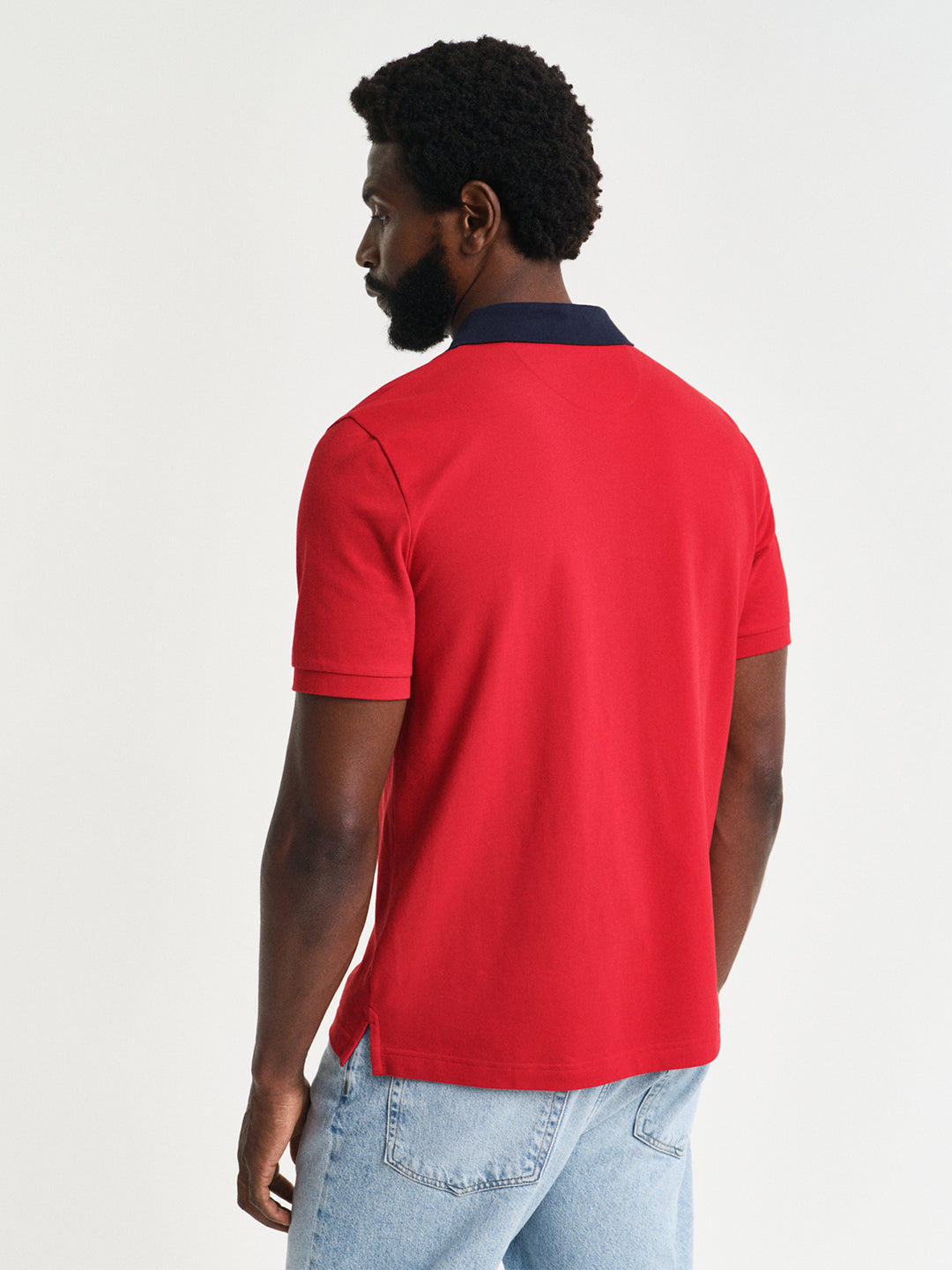 Gant Men Red Solid Collared Short Sleeves Polo Tshirt
