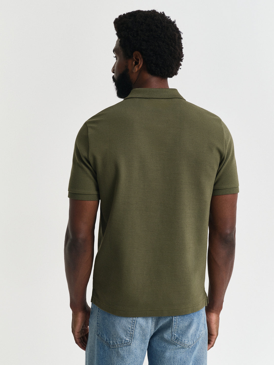 Gant Men Green Solid Short Sleeves Polo Tshirt