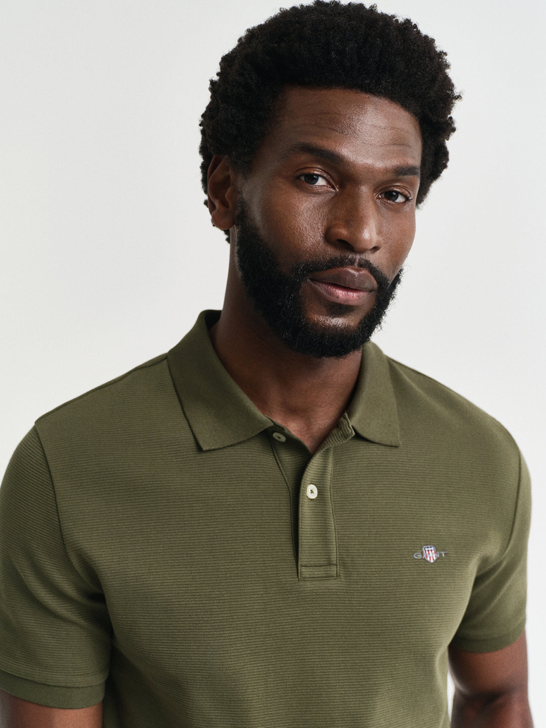 Gant Men Green Solid Short Sleeves Polo Tshirt