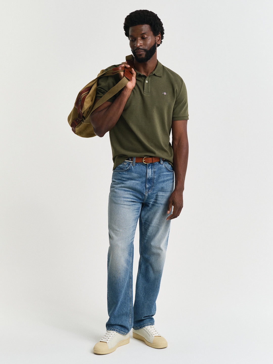 Gant Men Green Solid Short Sleeves Polo Tshirt