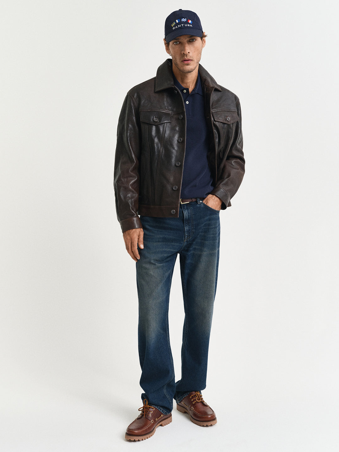 Gant Men Blue Solid Short Sleeves Polo Tshirt