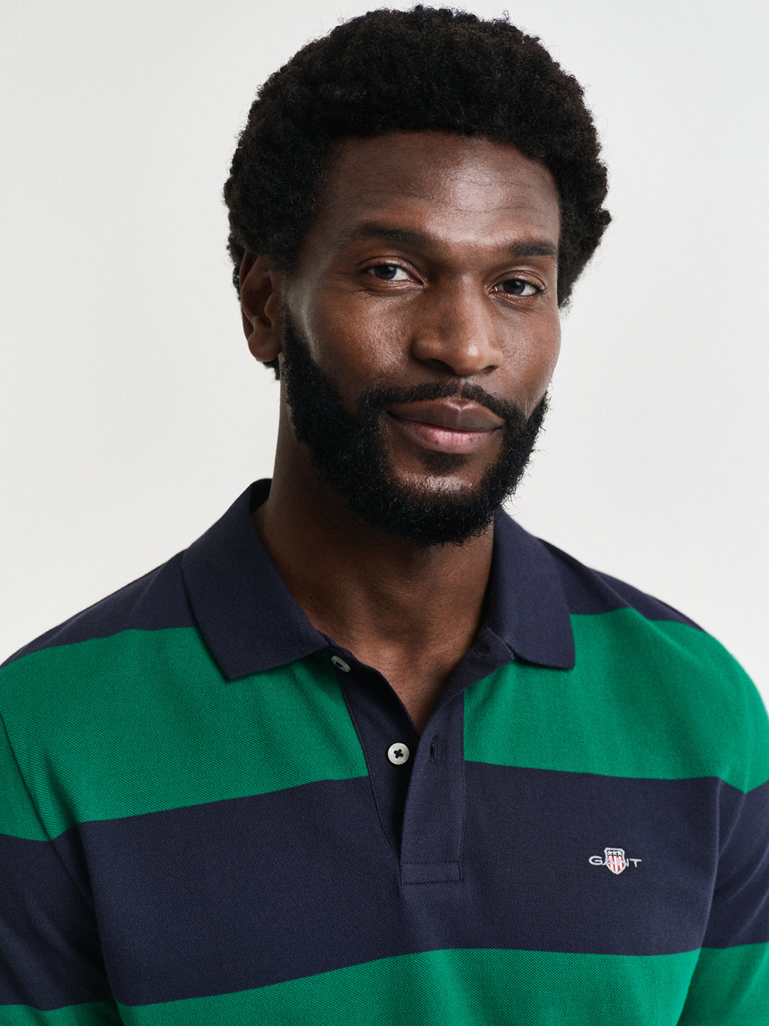 Gant Men Green Striped Collared Short Sleeves Polo Tshirt