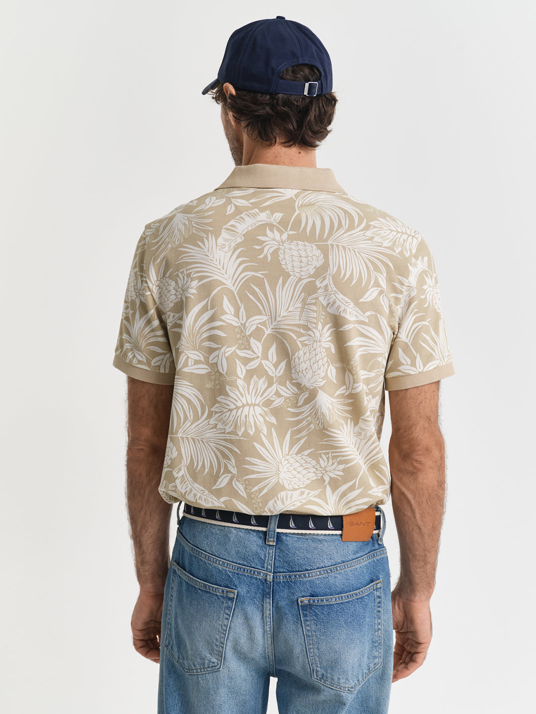 Gant Men Beige Printed Short Sleeves Polo Tshirt