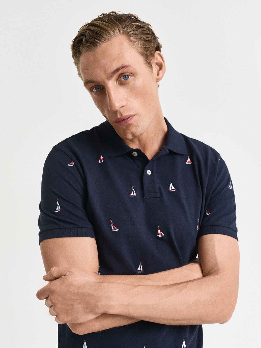 Gant Men Blue Polo Collar Short Sleeves Tshirt