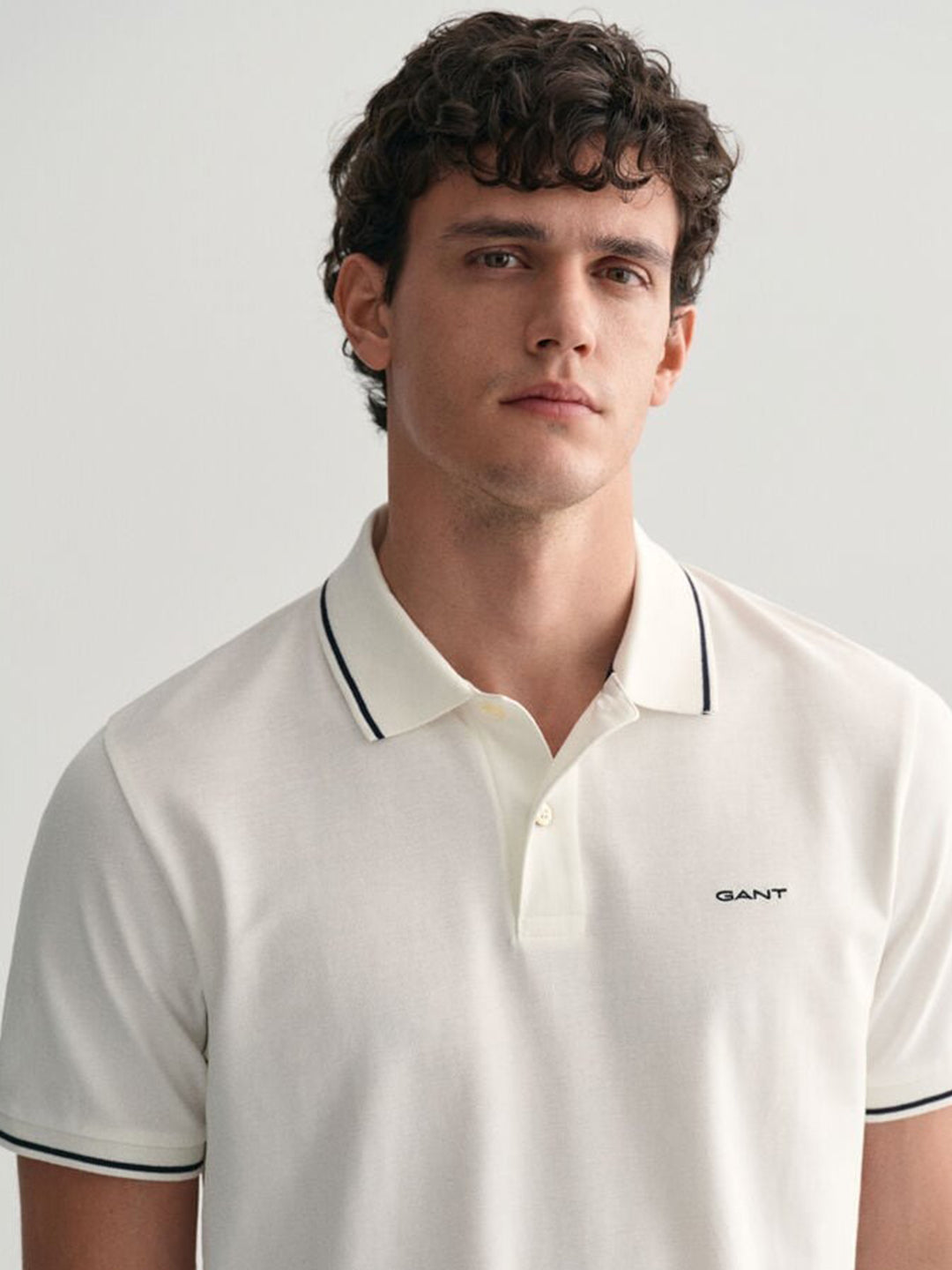 Gant Mens White Polo Collar Short Sleeve Solid Tshirt