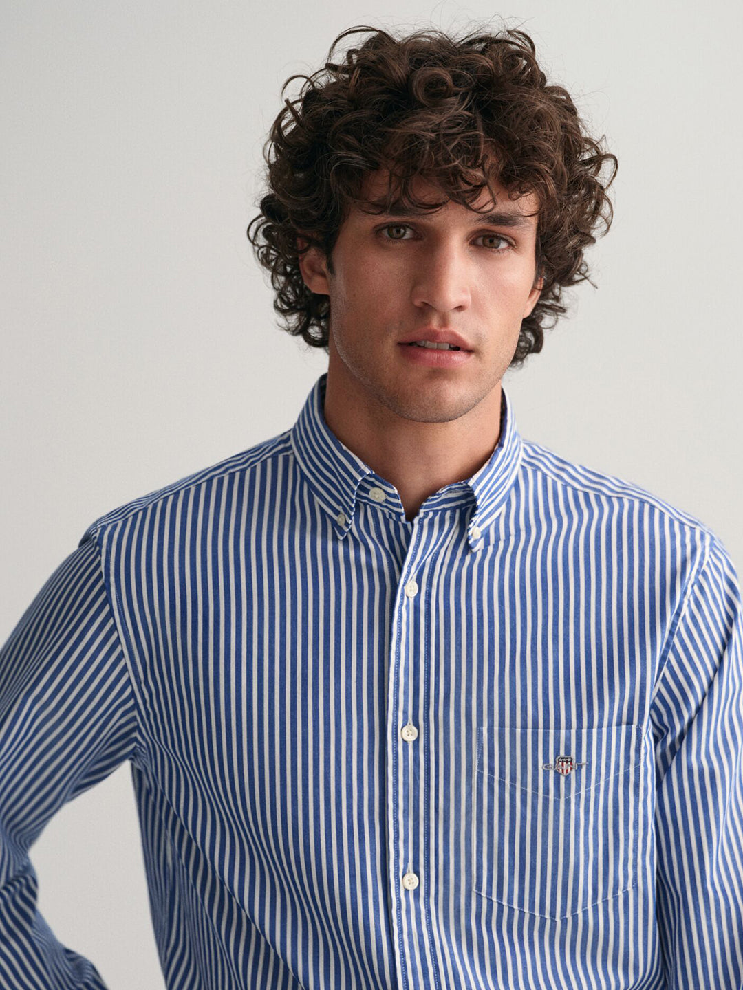 Gant Men Blue Striped Button-Down Collar Full Sleeves Shirt