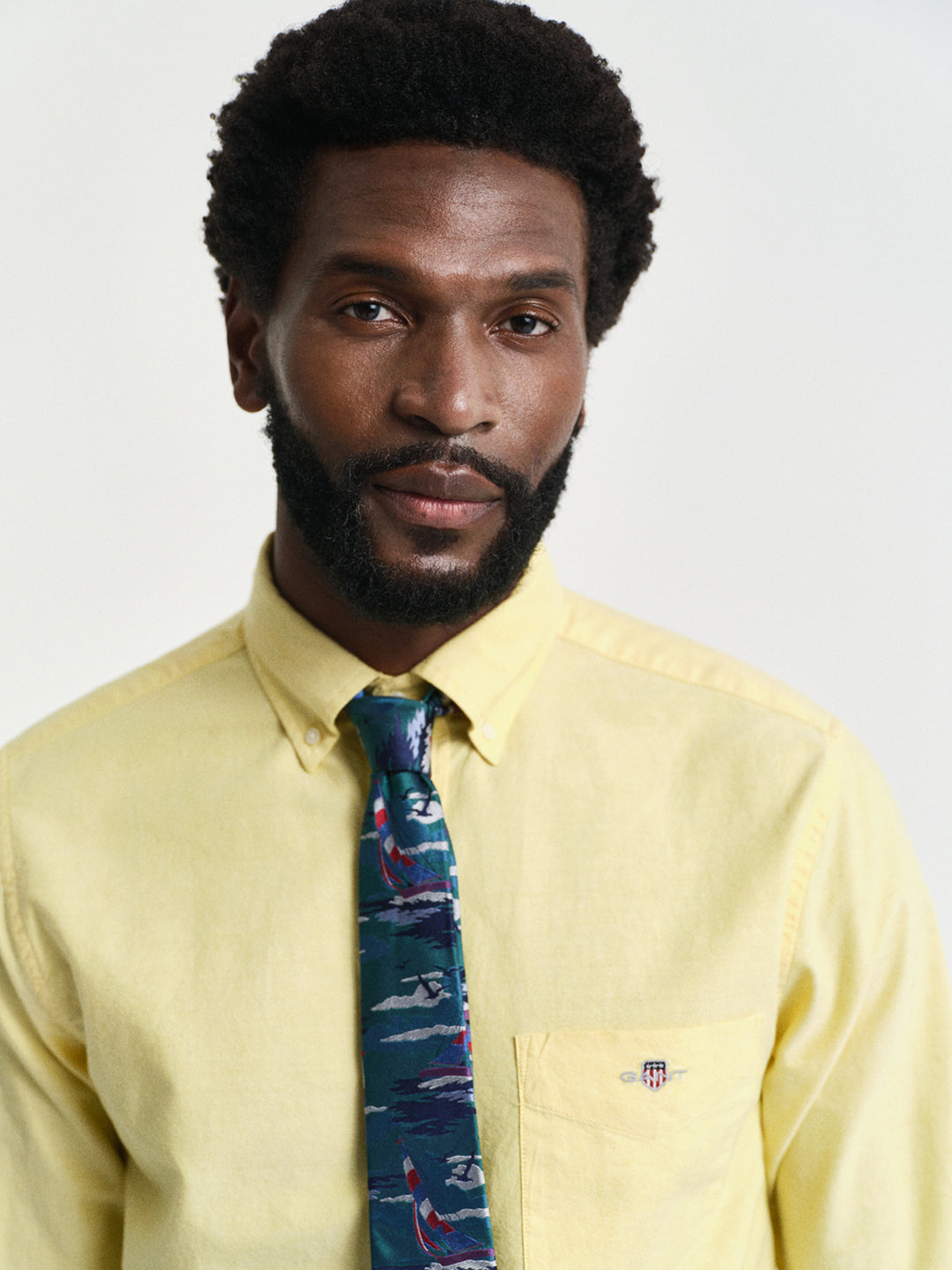 Gant Men Yellow Button-Down Collar Full Sleeves Shirt