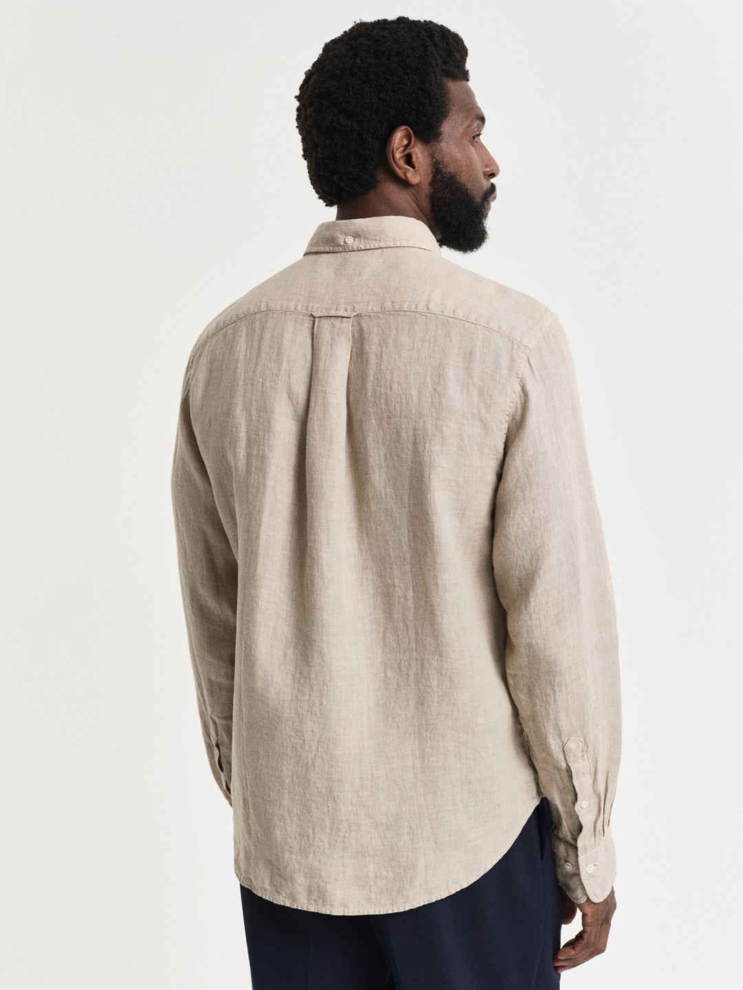 Gant Men Beige Regular Fit Solid Linen Shirt