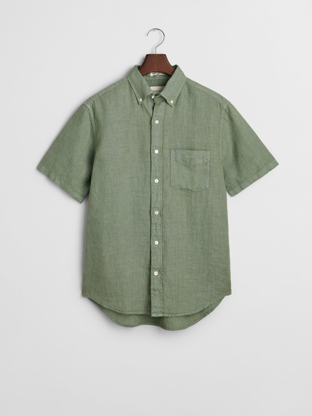 Gant Men Green Regular Fit Solid Linen Shirt