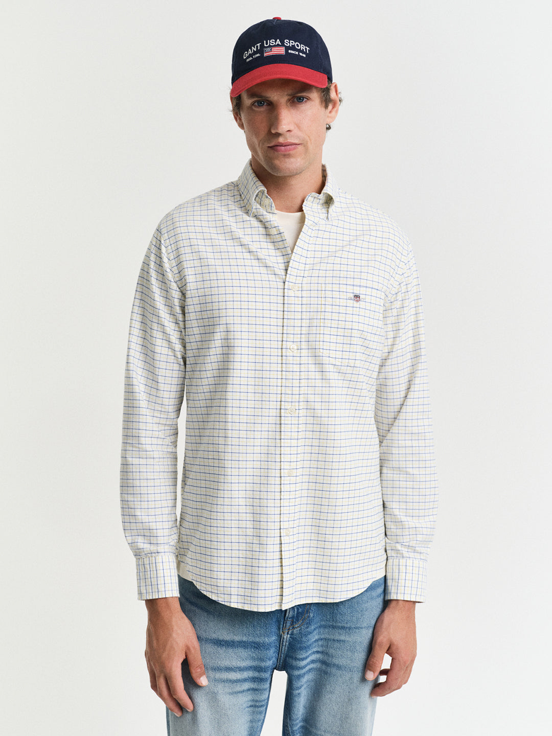 Gant Men Blue Button-Down Collar Full Sleeves Shirt