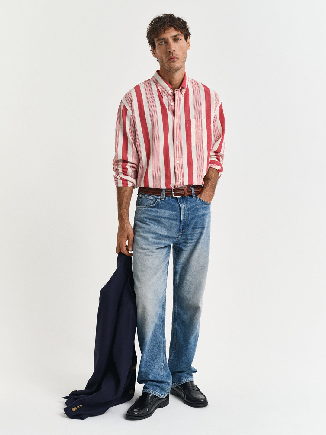 Gant Men Red Button-Down Collar Full Sleeves Shirt