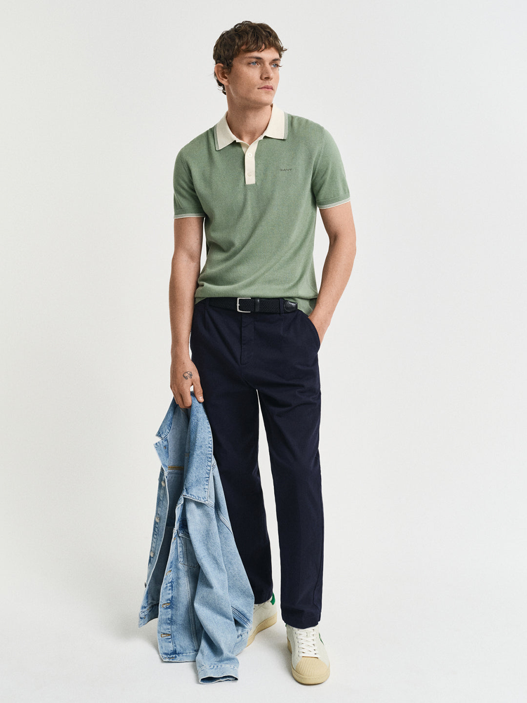 Gant Men Green Polo Collar Short Sleeves Tshirt