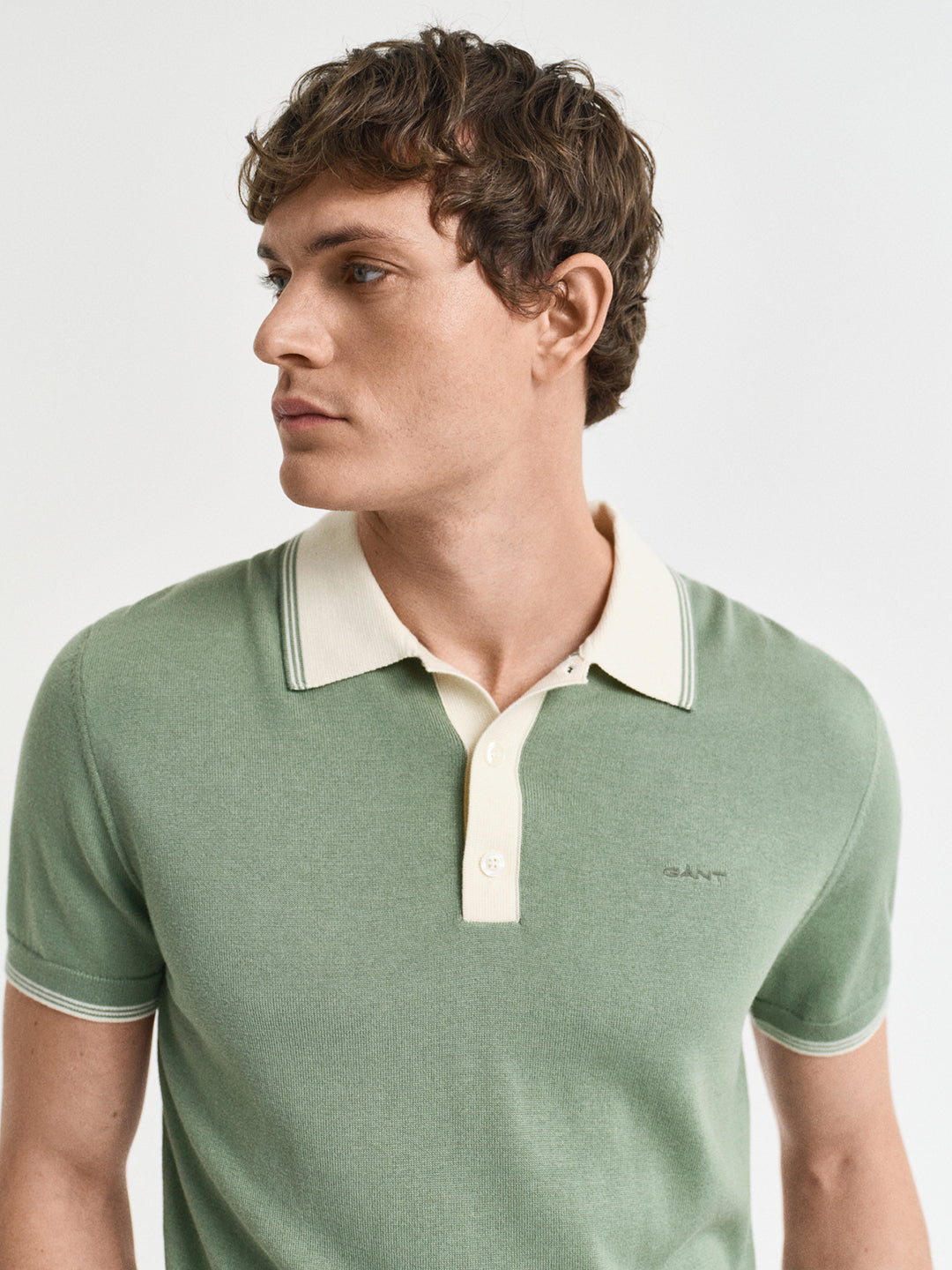 Gant Men Green Polo Collar Short Sleeves Tshirt