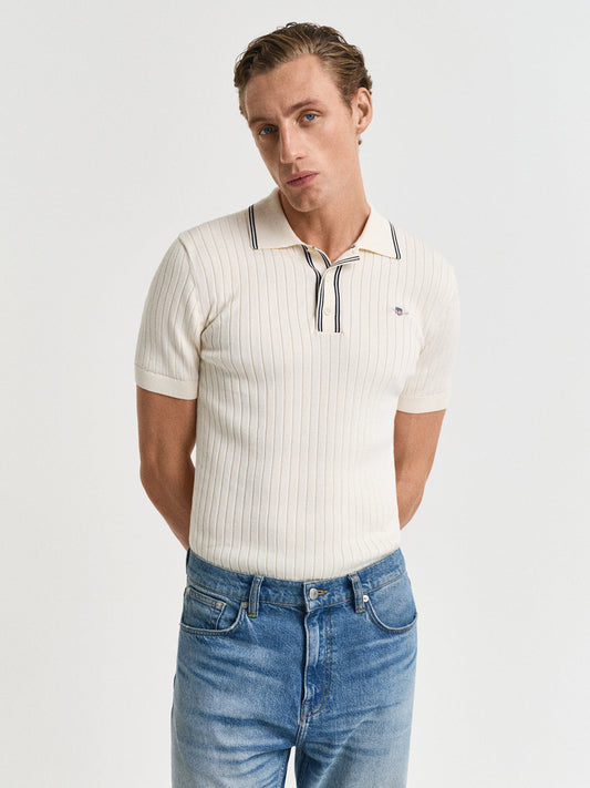 Gant Men Cream Polo Collar Short Sleeves Tshirt
