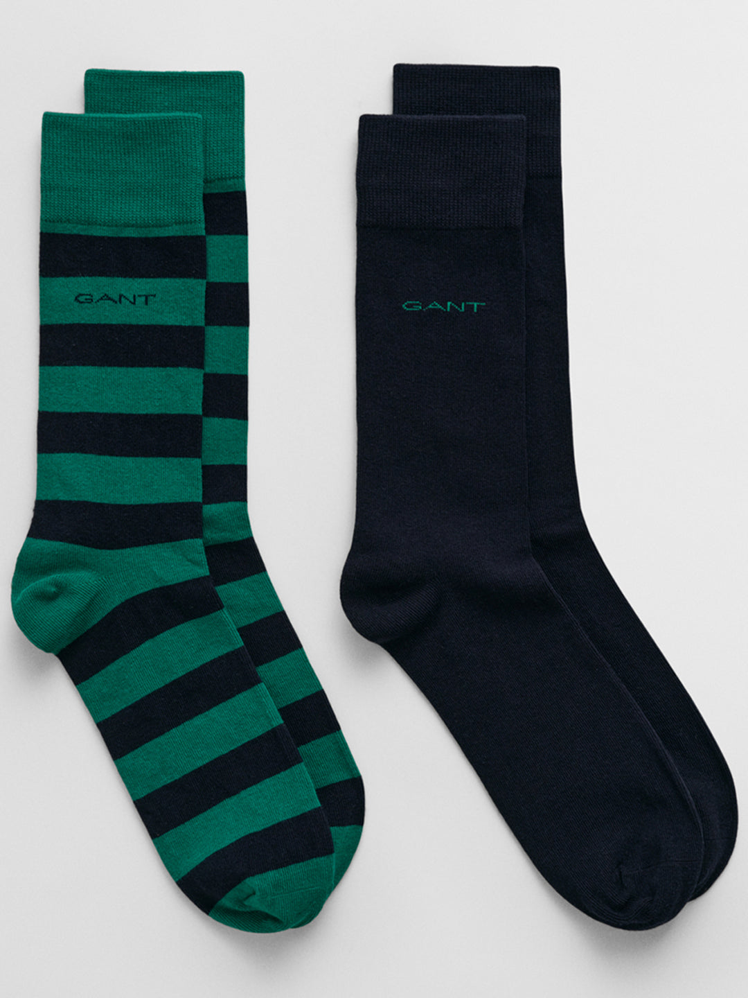 Gant Men Green Striped Calf Length Socks