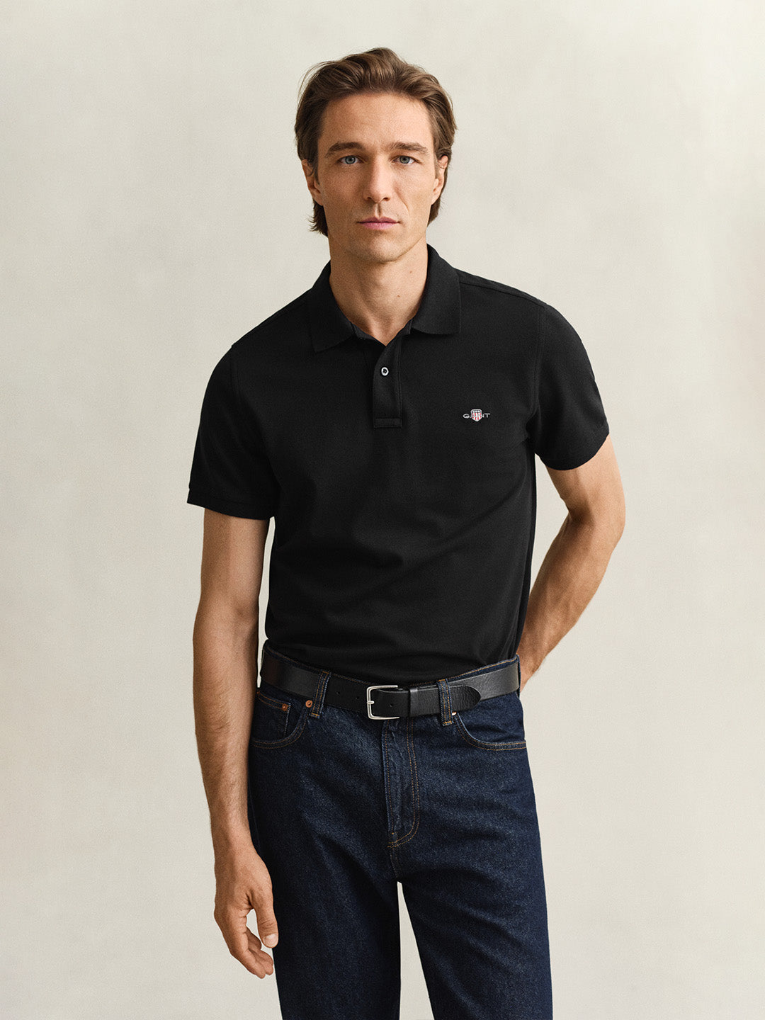 GANT Men Black Shield Pique Polo T-Shirt