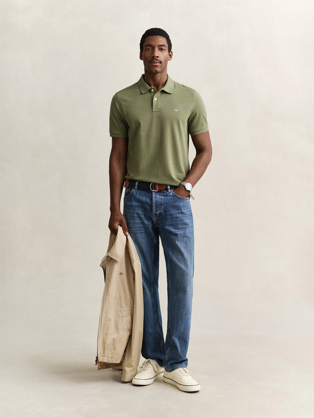 Gant Men Green Regular Fit Pique Polo T-Shirt