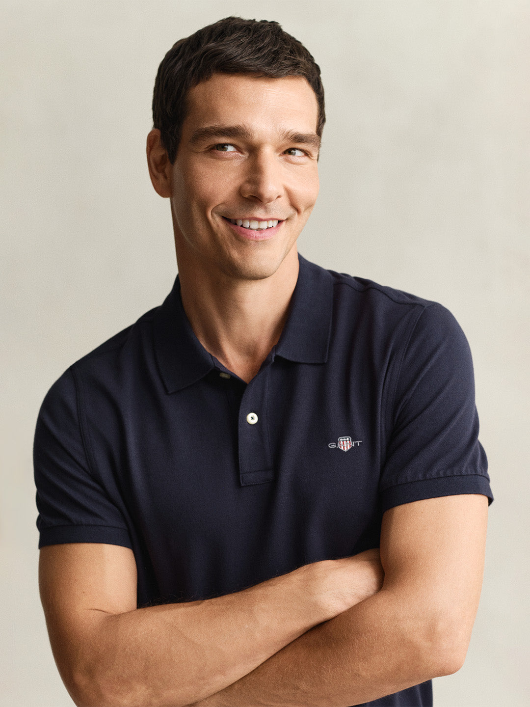 Gant Men Navy Blue Shield Pique Polo T-Shirt