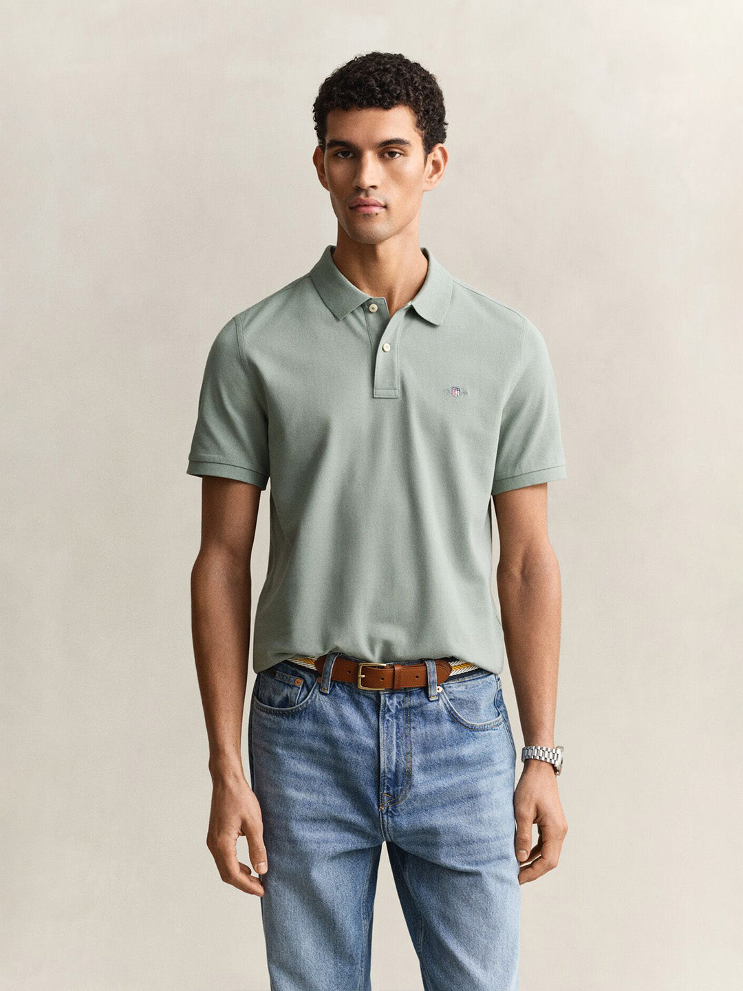 Gant Men Green Slim Fit Pique Polo T-Shirt