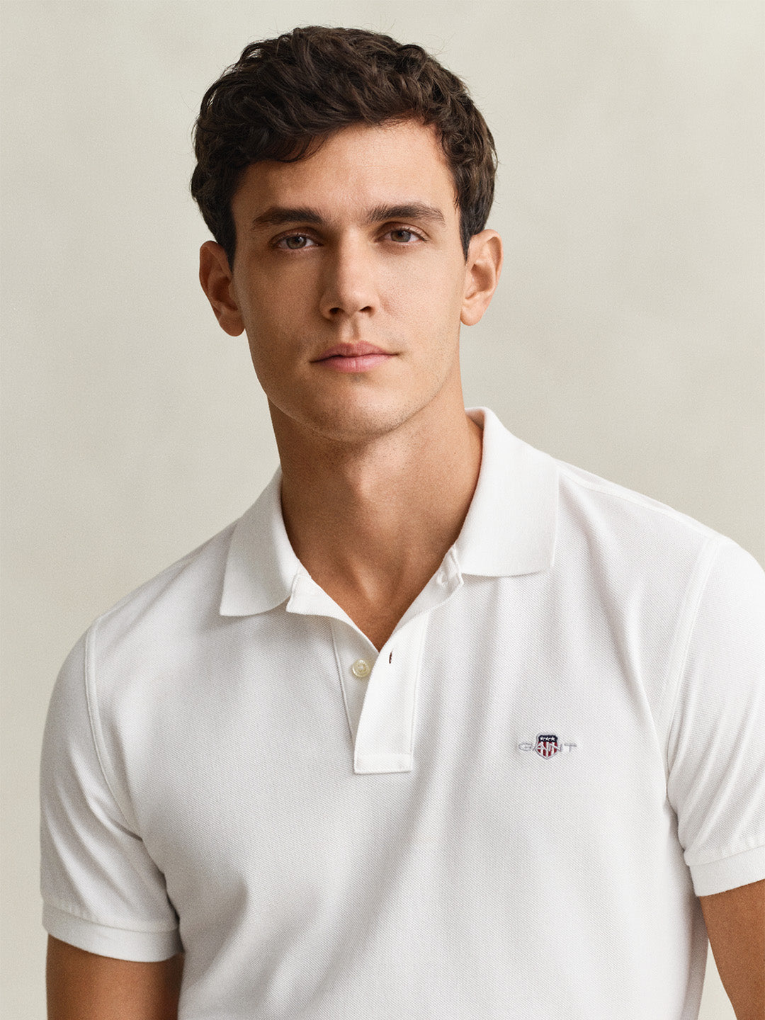 Gant Men White Slim Fit Pique Polo T-Shirt