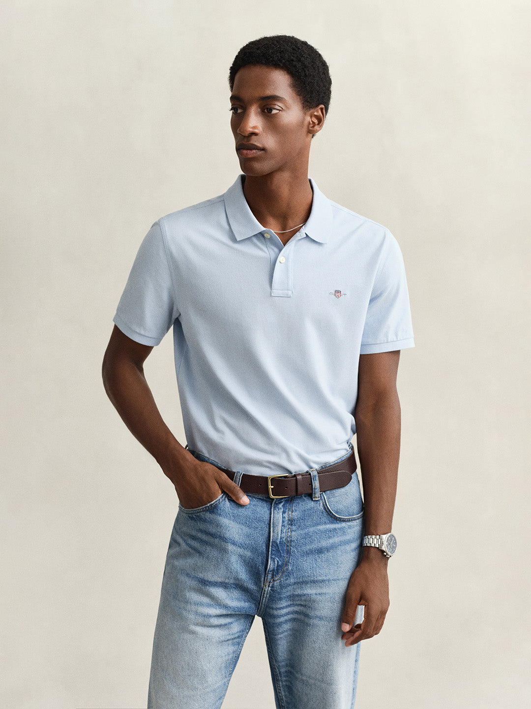 Gant Men Blue Slim Fit Pique Polo T-Shirt