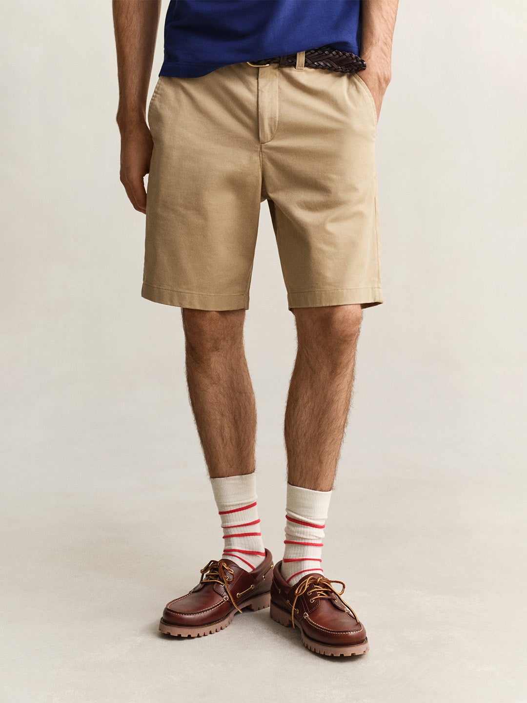 Gant Men Khaki Solid Regular Fit Shorts