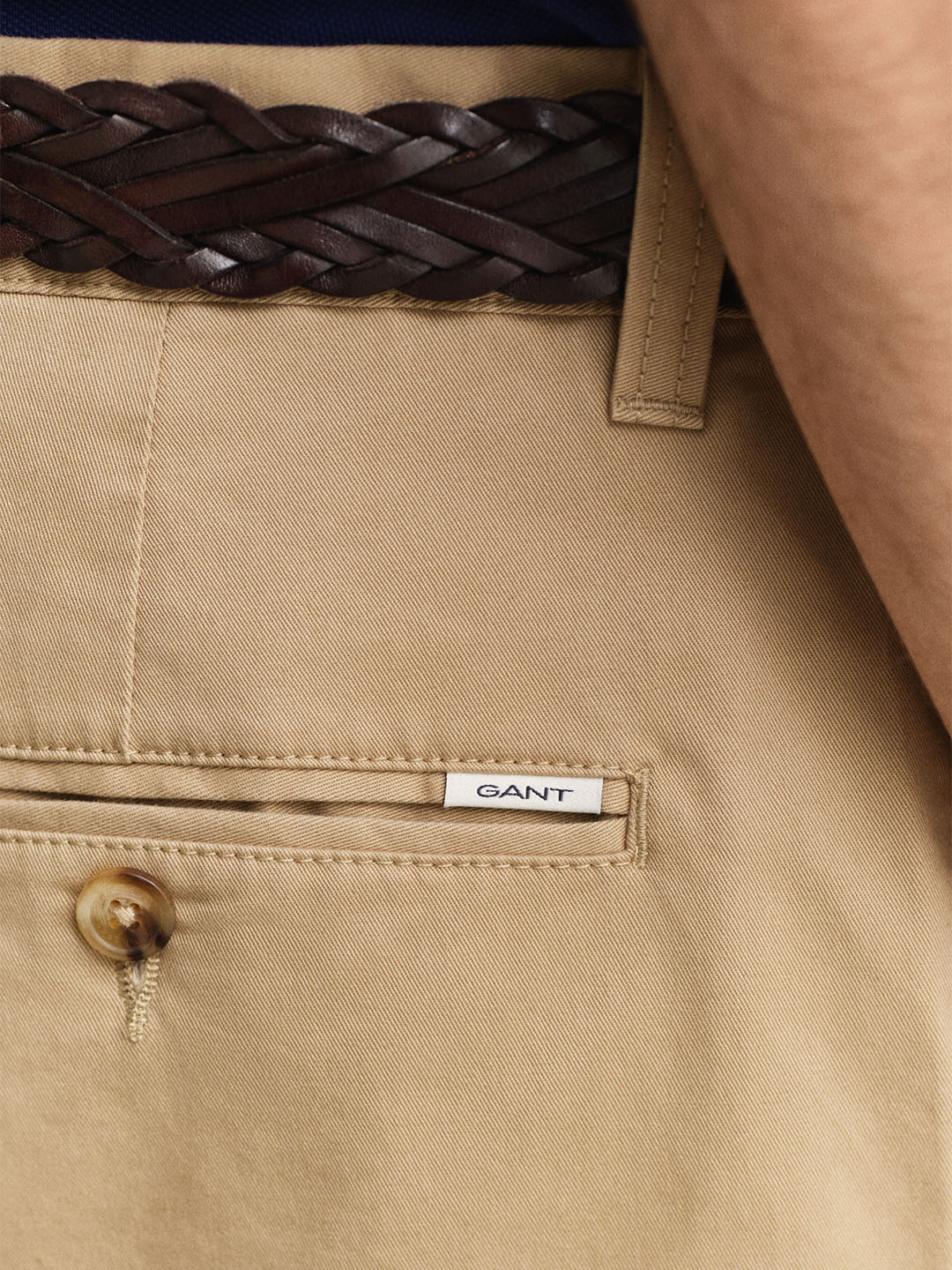 Gant Men Khaki Solid Regular Fit Shorts