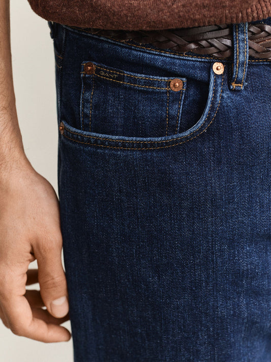 Gant Men Navy Blue Regular Fit Jeans