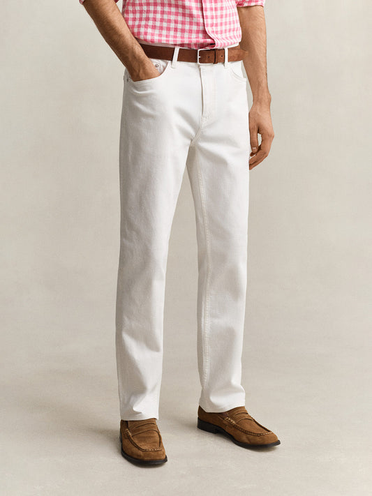 Gant Men White Regular Fit Jeans
