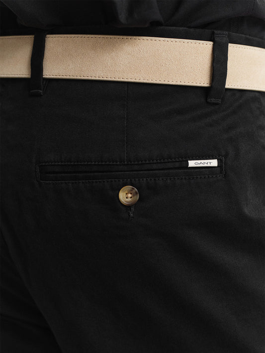 Gant Men Black Solid Stretchable Slim Fit Trouser