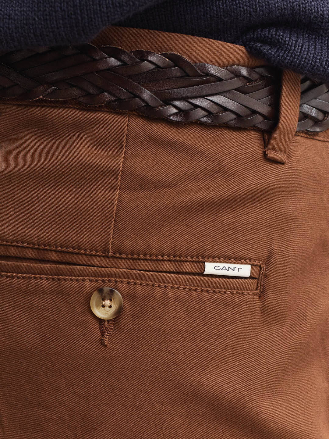 Gant Men Brown Solid Stretchable Slim Fit Trouser