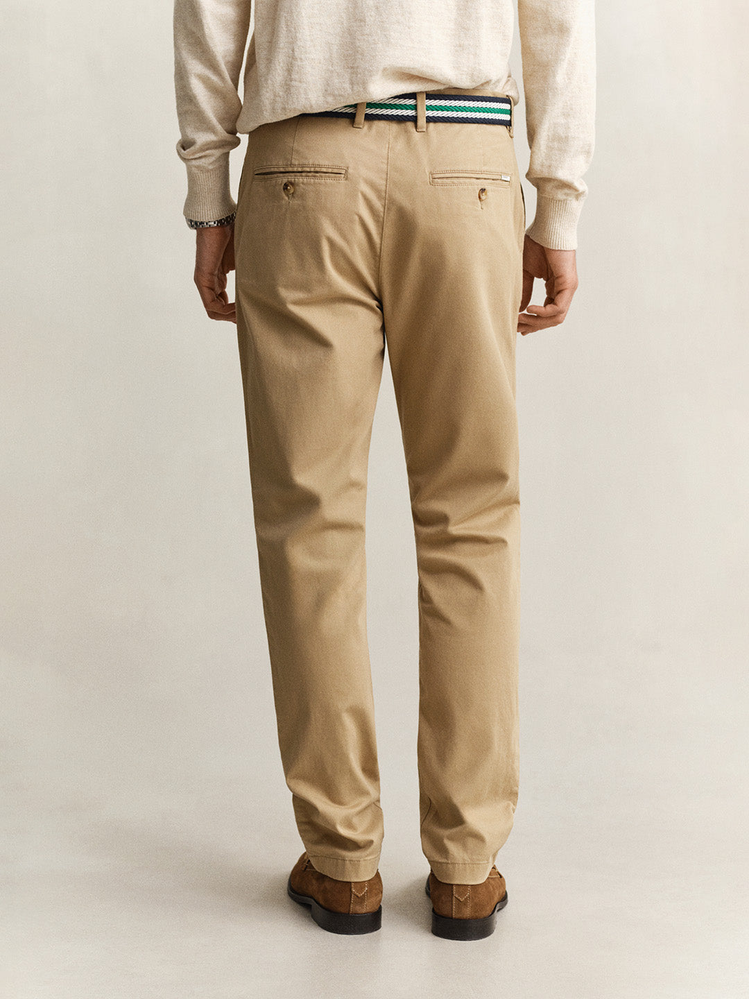 Gant Men Khaki Solid Stretchable Slim Fit Trouser