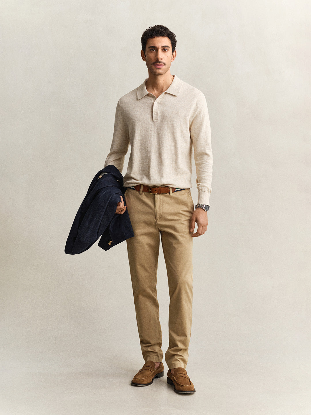 Gant Men Khaki Solid Stretchable Slim Fit Trouser