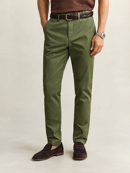 Gant Men Green Slim Fit Classic Chinoss Trouser