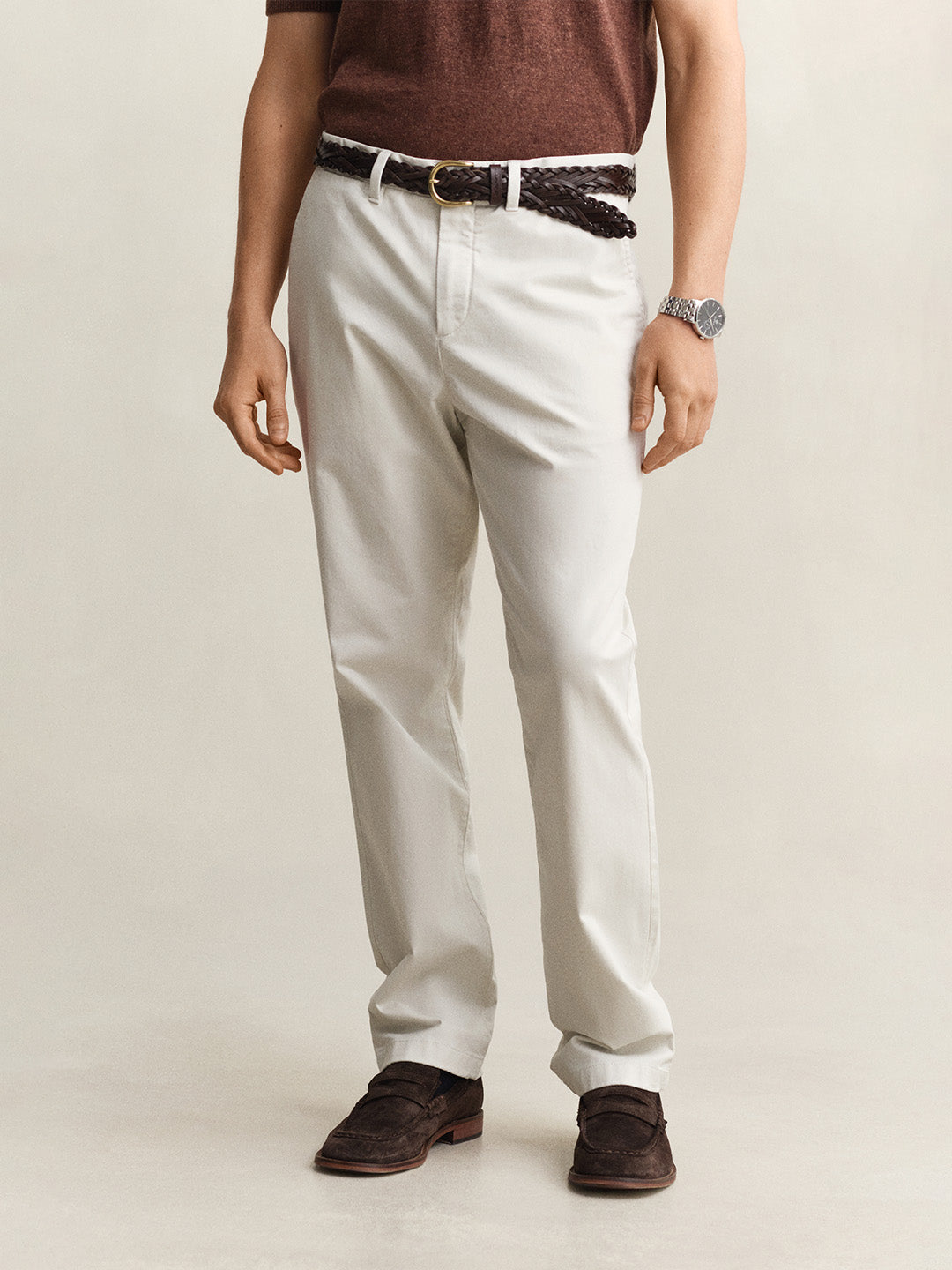 Gant Men Off White Regular Fit Classic Chinoss Trouser