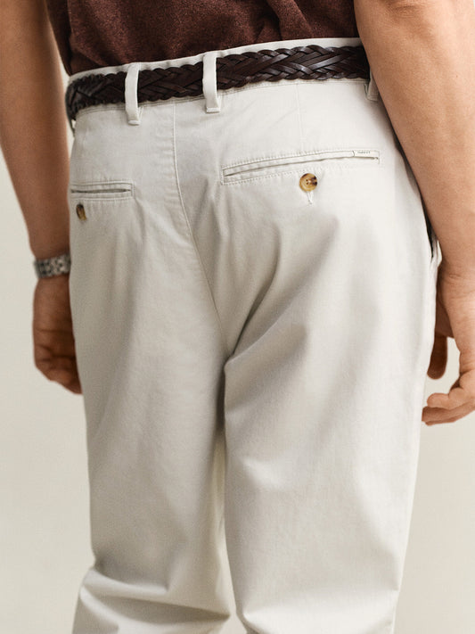 Gant Men Off White Regular Fit Classic Chinoss Trouser
