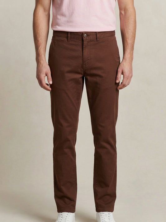 Gant Men Brown Solid Stretchable Regular Fit Trouser