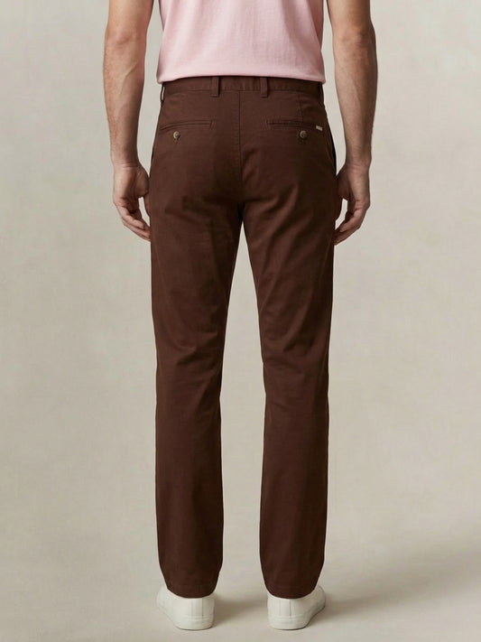 Gant Men Brown Solid Stretchable Regular Fit Trouser