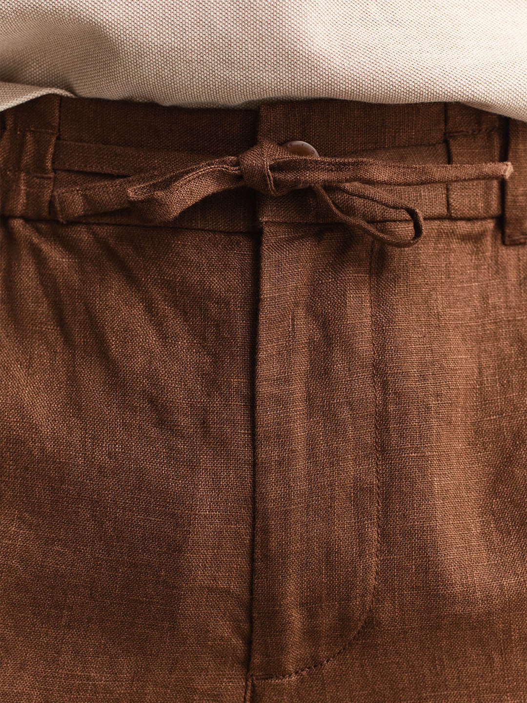 Gant Men Brown Solid Regular Fit Pure Linen Trouser