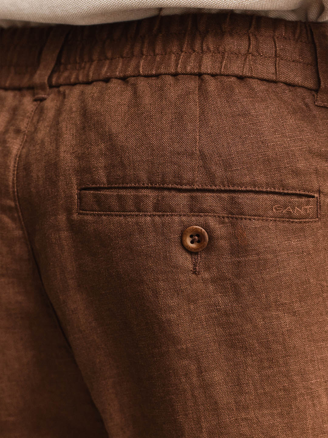 Gant Men Brown Solid Regular Fit Pure Linen Trouser