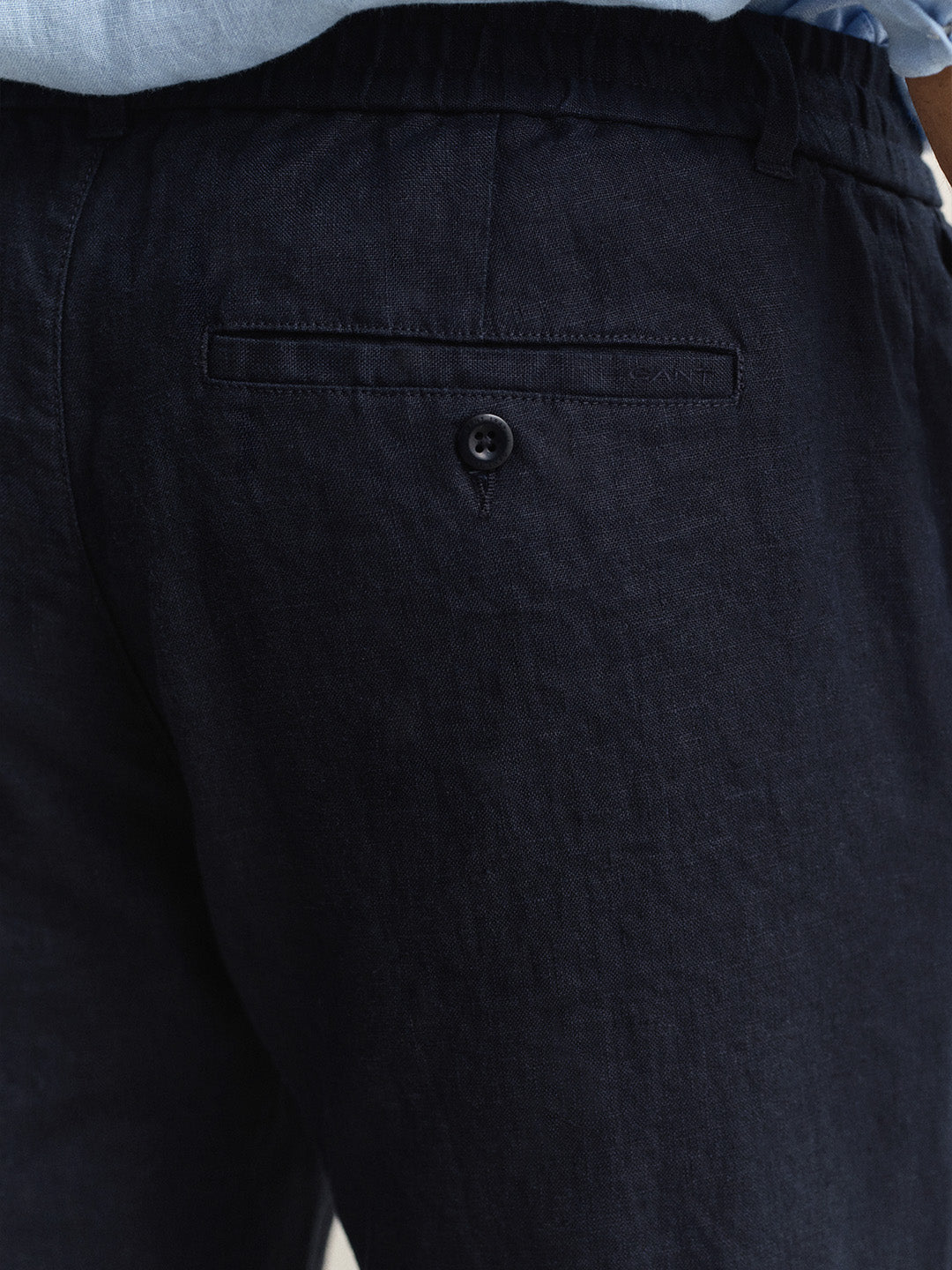 Gant Men Navy Blue Pure Linen Trouser