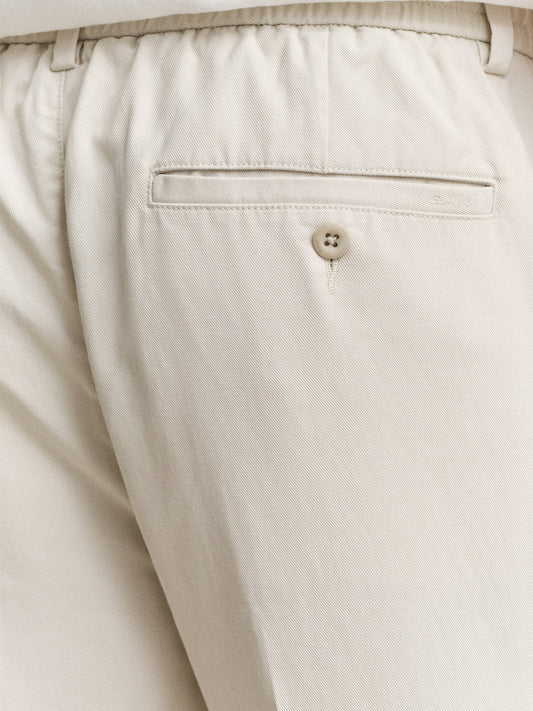 Gant Men Off White Solid Slim Fit Trouser