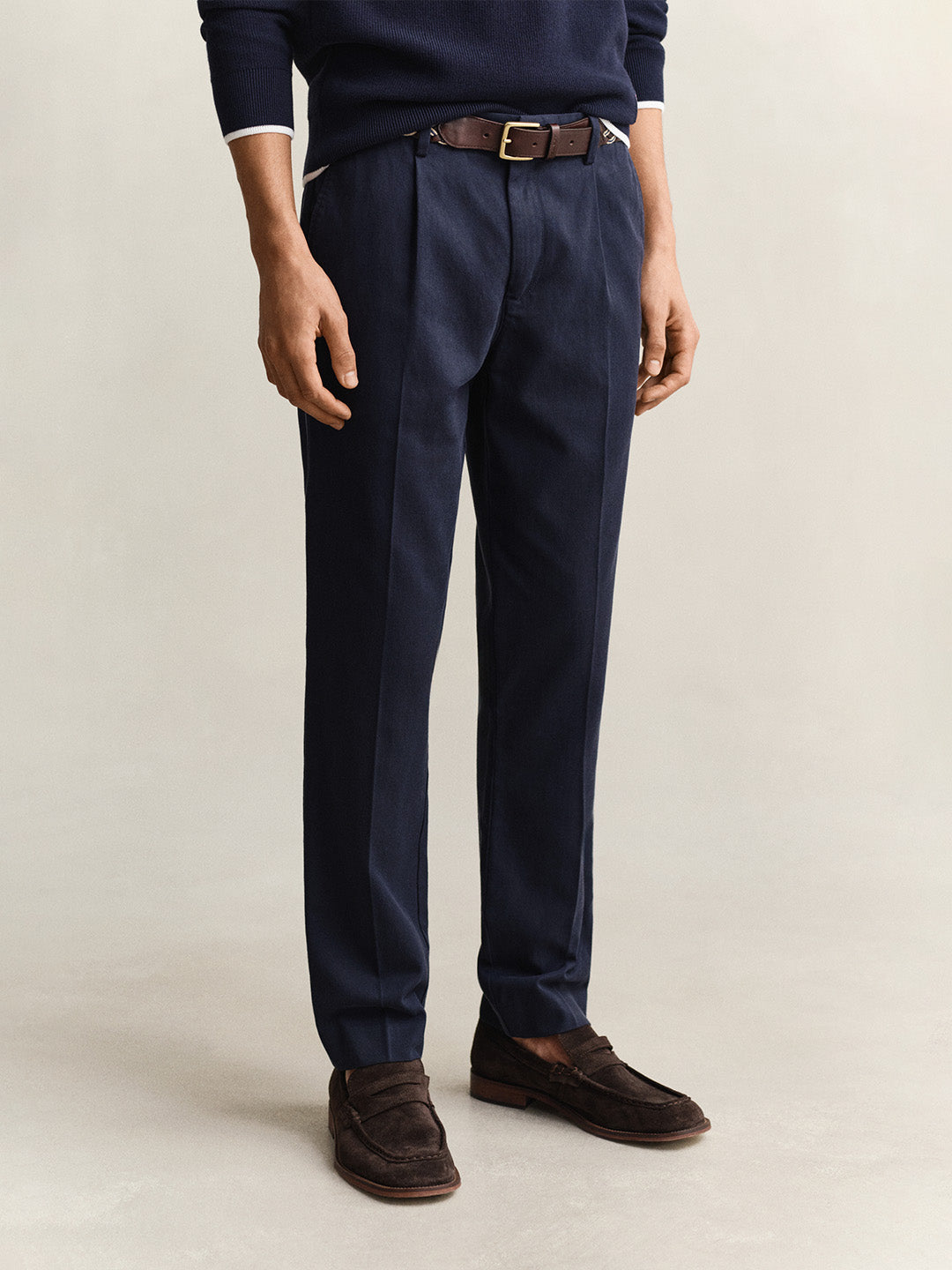 Gant Men Navy Blue Solid Slim Fit Trouser